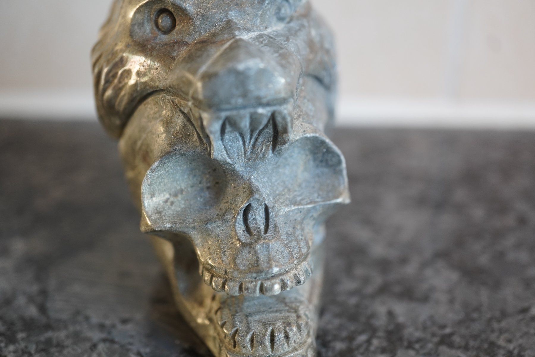 Minerali & Pietre curative: Pyrit Wolf  Skull   70mm x 45mm    TOPSTONE Detailliert – Nuovo e nell'imballaggio originale da Eschenbach SG venduto da topstone 6