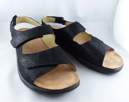 Helvesko Hausschuhe/Sandalen Gr. 38 - Leder schwarz