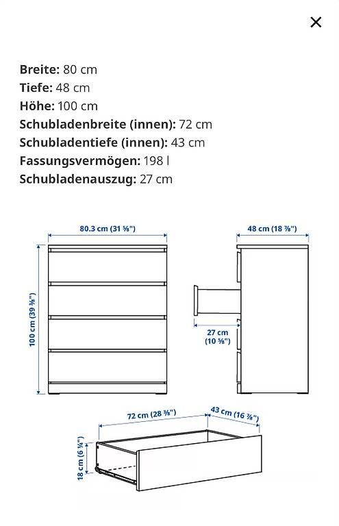 Cassettiere: MALM Kommode mit 4 Schubladen  – Usato da Kilchberg ZH venduto da Masiii 3