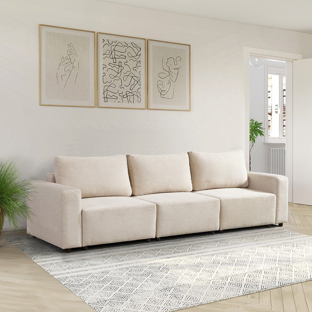 Sofas: Modulares Schlafsofa VERA M - 295x92cm Beige – Neu und originalverpackt aus Wallenwil von toesstal-vertrieb