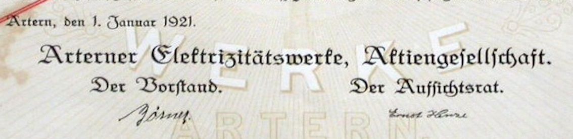 Dokumente: Arterner Elektrizitätswerke AG, Artern - 1921 – Gebraucht aus Solothurn von Sgasche 1