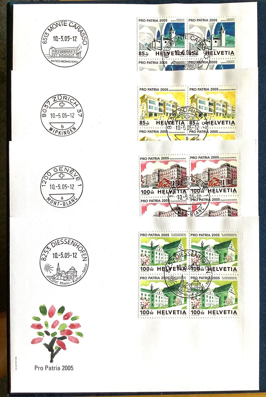 Alle Briefmarken: 2005 - FDC Pro Patria Viererblock mit Ortstempel – Neu (gemäss Beschreibung) aus Liestal von Skunk02 1