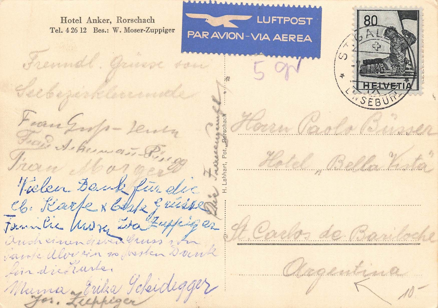 Cartoline postali: Rorschach (SG) Hotel Anker G – Usato da Biasca venduto da Blenio71 1