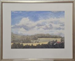 Aquarell-Bild mit Rahmen, 86x70.5 cm