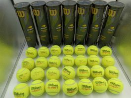28x Wilson US Open Tennisbälle gebraucht – inkl. 6 Dosen