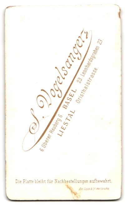 Fotografie &  Plakate: Fotografie I. Vogelsanger, Basel, Oberer – Gebraucht aus Berlin von bartko-reher 1