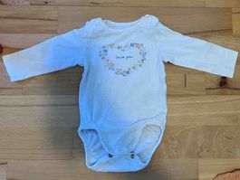 Body langarm weiss Grösse 62 Herzprint