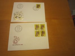 PJ 1966 FDC Haase einzeln mit goldigen Haas und 4er NUR 60Rp