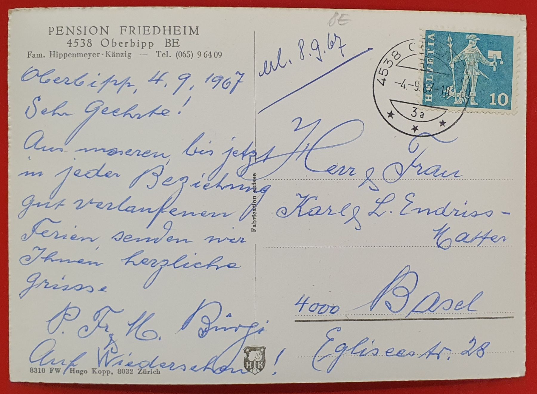 Ansichtskarten: Flugaufnahme Oberbipp 1967 – Gebraucht aus Kreuzlingen von Rschweiz1 1