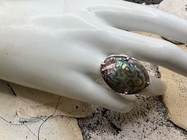 Statement Silberring mit Abalonemuschel, Gr. 55.5