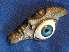 Top exzentrische Sterling Silber Brosche mit Auge