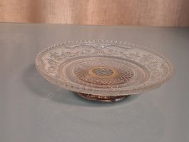 Glasschale mit Metallfuss gemustert Durchmesser 15 cm