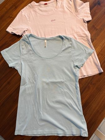 2 hübsche T-Shirts (S.Oliver / Chicorée) (Gr. M)