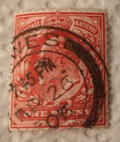 Timbre One Penny rouge Édouard VII