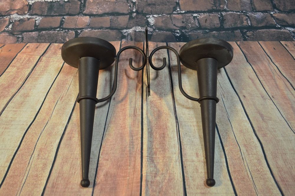 CREATCABIN Gothic-Wandkerzenhalter Set – 2 Stück, Holz, 10x36 Cm, Mond-Schlanken-Motiv