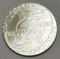 1000 Esc.- 25º Revolução dos Cravos - Portugal (Silber .500)