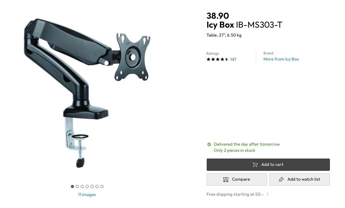 Staffa per monitor: ICY BOX IB-MS303-T Bildschirm Halterung – Usato da Urdorf venduto da Batmobile009