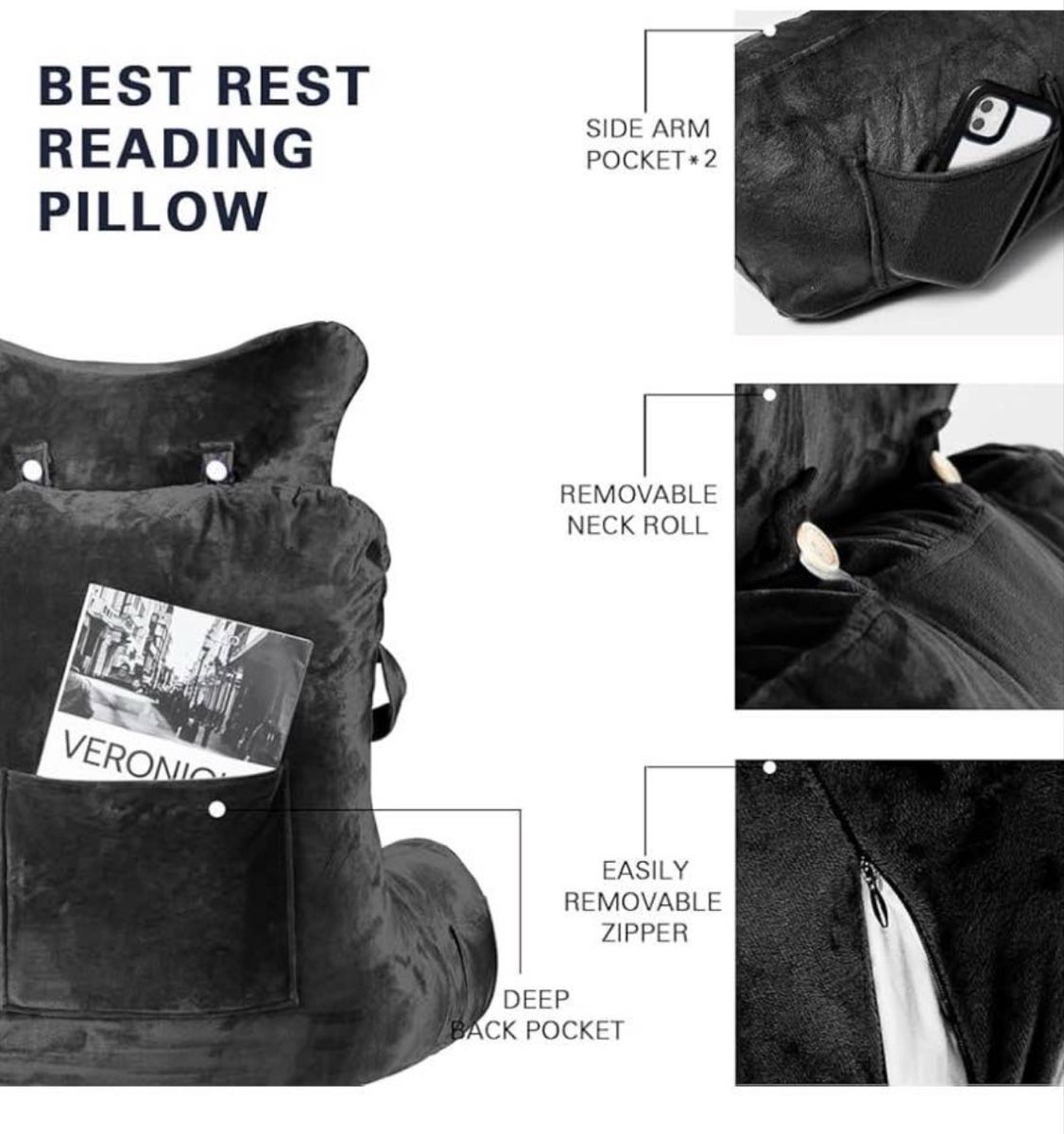 Sedie a sdraio: Cozy Reading Pillow with Neck Roll - New – Nuovo (secondo la descrizione) da Wallbach venduto da Nenex 3
