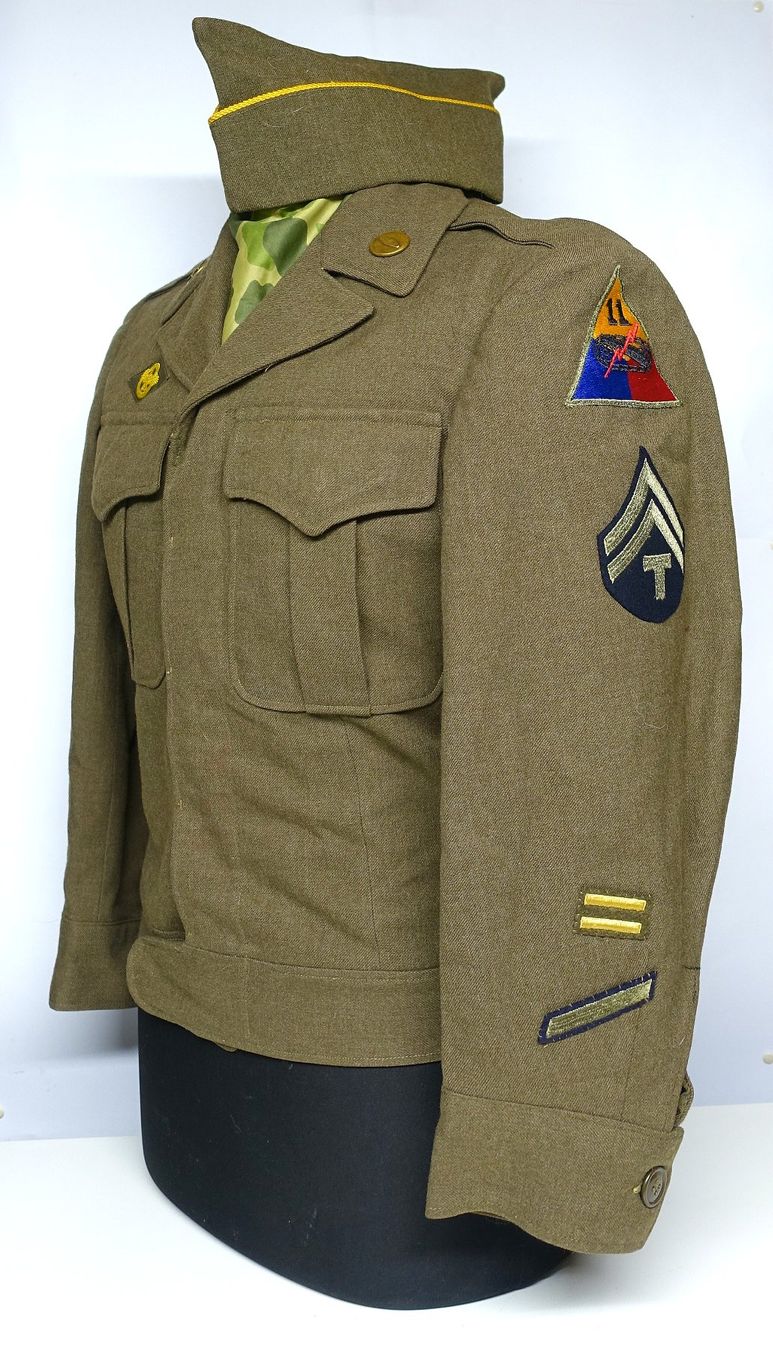 Uniformi: US Army Uniform Ike Jacket Panzer 11th Armored Div.  2. WK – Usato da Kappelen venduto da Marmoe