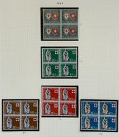 LOT4 ER BLOCKS BRIEFMARKEN SCHWEIZ NEU 1957
