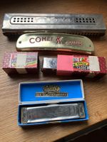 4 ältere Mundharmonika Hohner Comet, Astoria Hotz