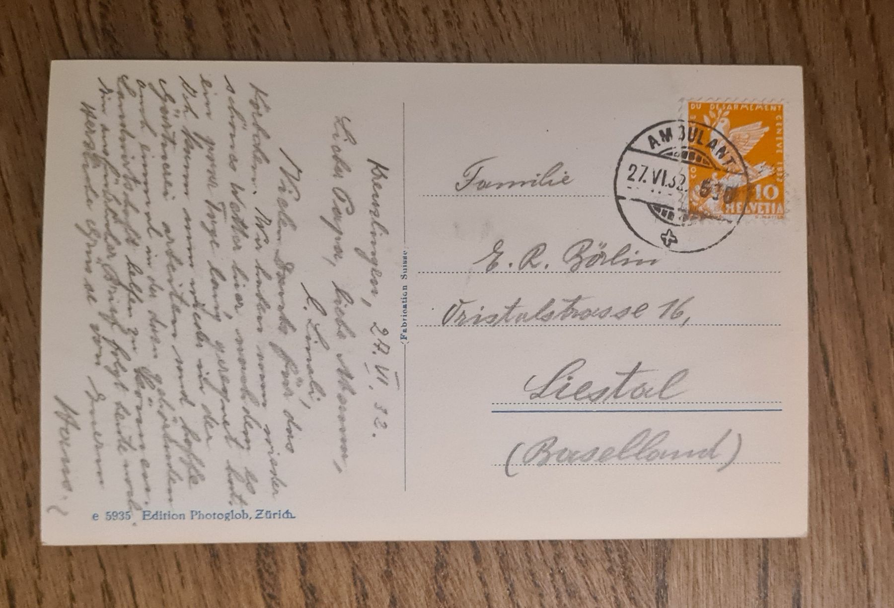 Cartoline postali: Kreuzlingen 1932 – Usato da Ebikon venduto da Donar50 1