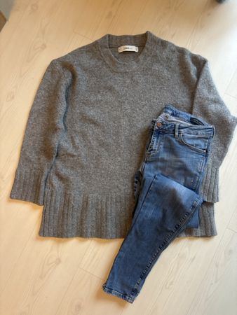 Oversize langer Pulli und Guess Skinny Jeans