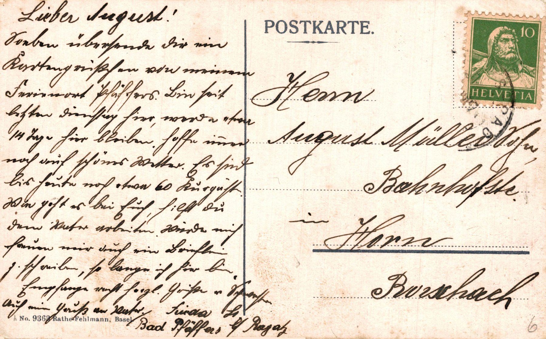 Ansichtskarten: Ragaz-Pfäffers. Hotel Bad Pfäffers – Gebraucht aus Bronschhofen von Astore 1