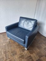 Leder Sessel Ikea Melby dunkel Blau - top Zustand 87x87cm