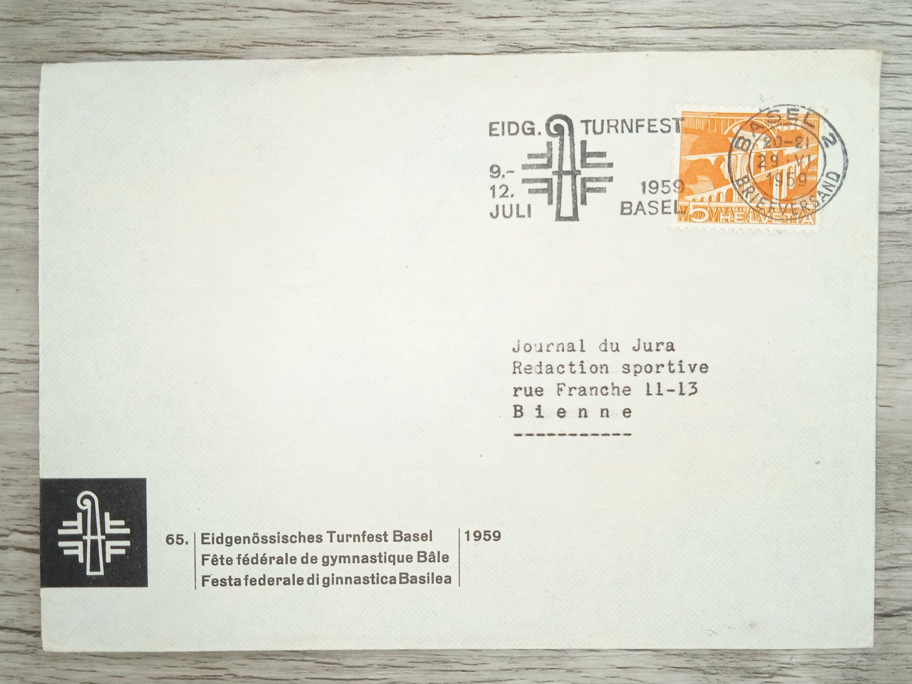 Alle Briefmarken: TR70 Enveloppe + Timbre Suisse 1959 – Gebraucht aus Cousset von Patrick_Collections