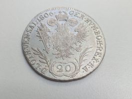 🇦🇹 Austria 20 kreuzer 1806 B *XF+* Silver. Very rare state