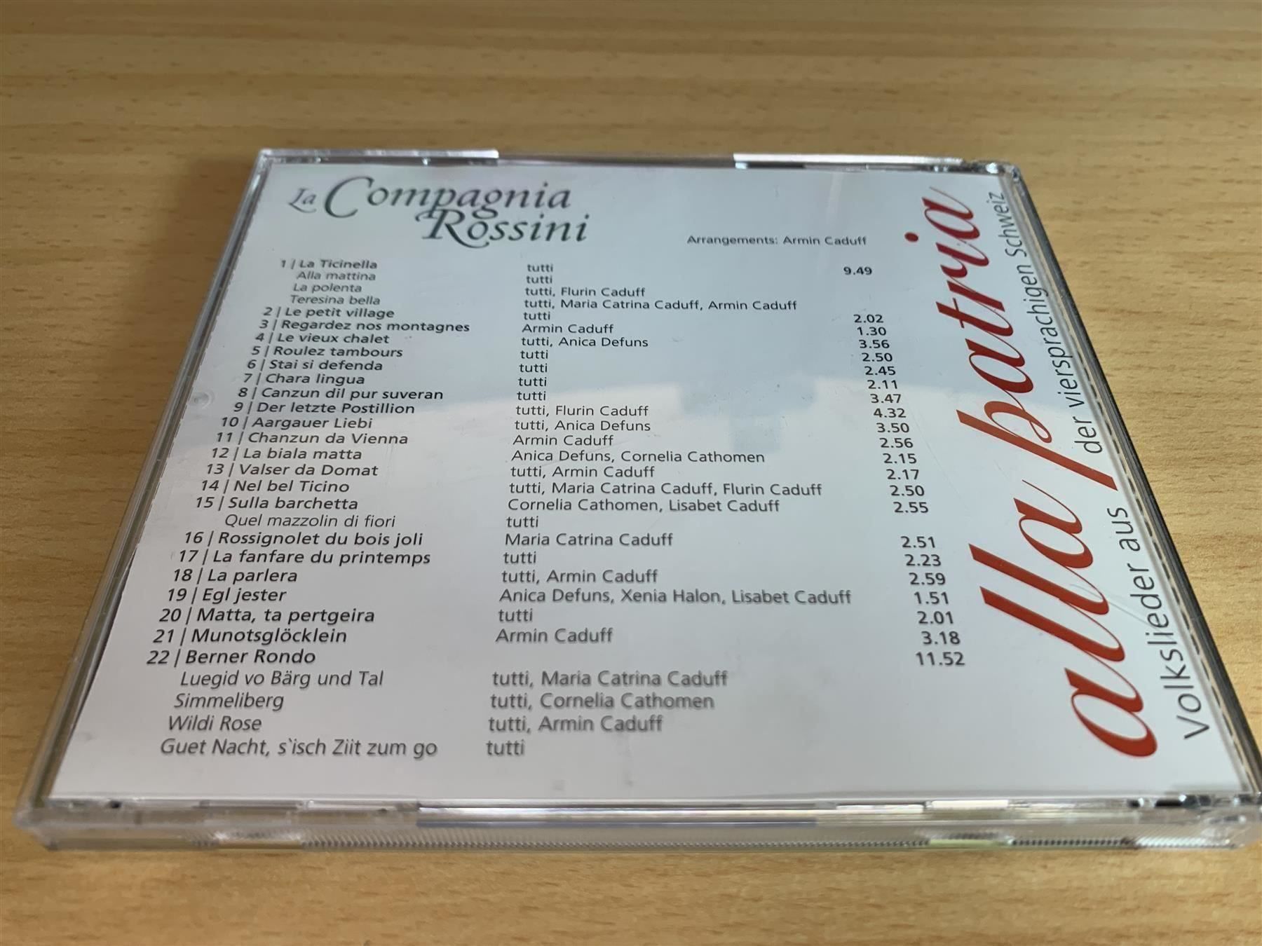 CD: La Compagnia Rossini - Alla patria – Usato da Rikon im Tösstal venduto da Alpenmutz 1