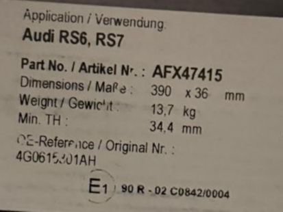 Audi Tutti pezzi di ricambio auto: Disque de frein carbone d'avant – Nuovo e nell'imballaggio originale da Lausanne venduto da Casawi1 1