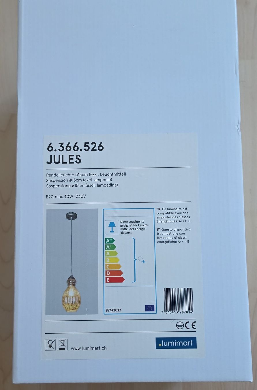 Livique Lampadari & plafoniere: Pendelleuchte JULES 6.366.526 (Neu) – Nuovo e nell'imballaggio originale da Horgen venduto da Cayan51 1