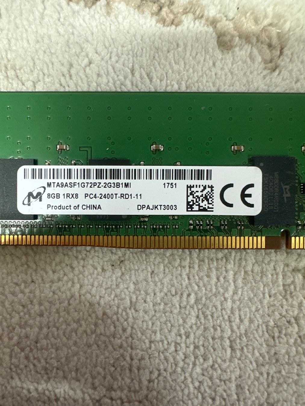 Memoria / RAM: Micron 8GB DDR4-2400T ECC Registered Server RAM – Usato da Peseux venduto da Kevinnodrik96 1