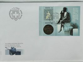 Sonderblock 150 Jahre sitzende HELVETIA "Strubel+Münze" 2004