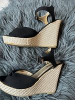 Cube Keilabsatz Schuhe, Stoff schwarz - Grösse 37