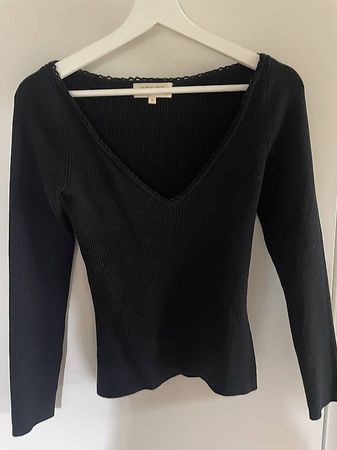 Sézane Feinstrick-Pullover Schwarz, Gr. M