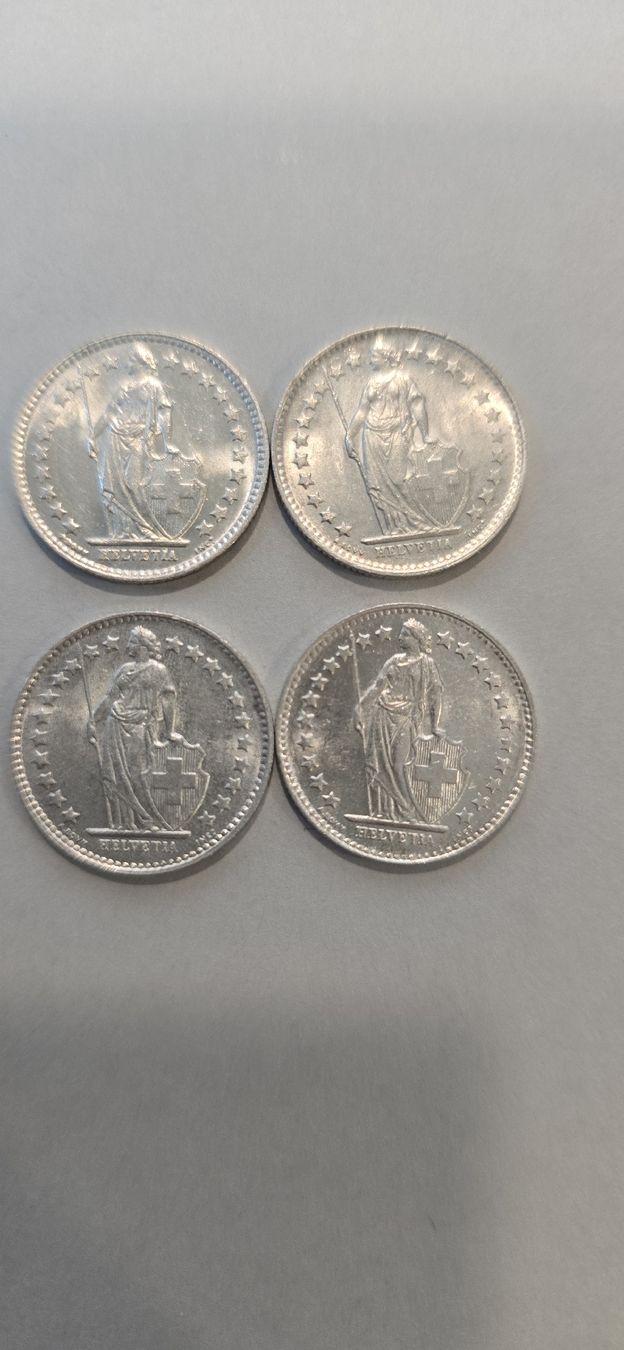 Alle Münzen: 4x pieces 50cts 1942 - 1948 – Gebraucht aus Fribourg von yan_z5fr 1