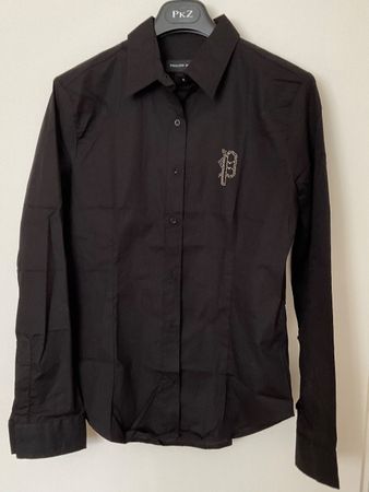 Philip Plein Bluse Gr XL/L schwarz figurbetont NEU