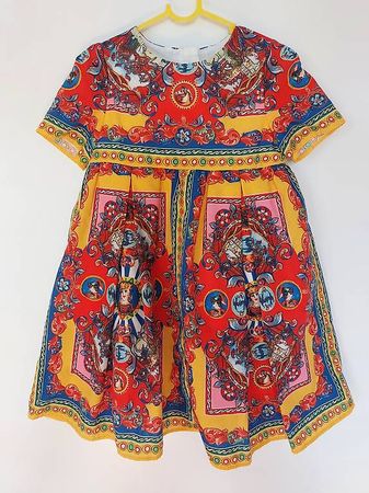 Farbenfrohes Design-Festkleid im Barock-Stil  Gr. 104