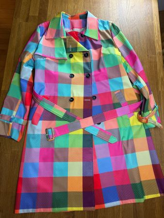 Bunter Damen Trenchcoat im Karo-Design, Grösse M/L Top!