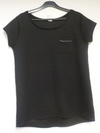 dünner Kurzarmiger Pullover mit Brusttasche (1)