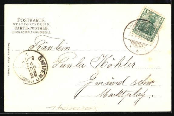 Cartoline postali: Grusskarten-AK Heidelberg, Schloss mit U – Usato da Berlin venduto da bartko-reher 1