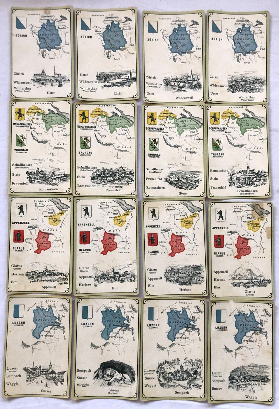 Giochi: Jeu des Cantons / Kantonsspiel Schweiz - Antikes Quartett – Usato da Schaffhausen venduto da durruti 3