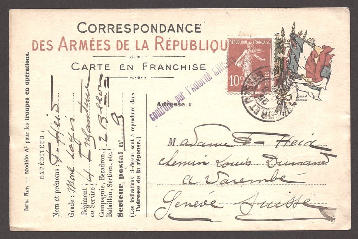 Cartoline postali: Französisches Militär WW1 – Usato da Flamatt venduto da samowarow 1