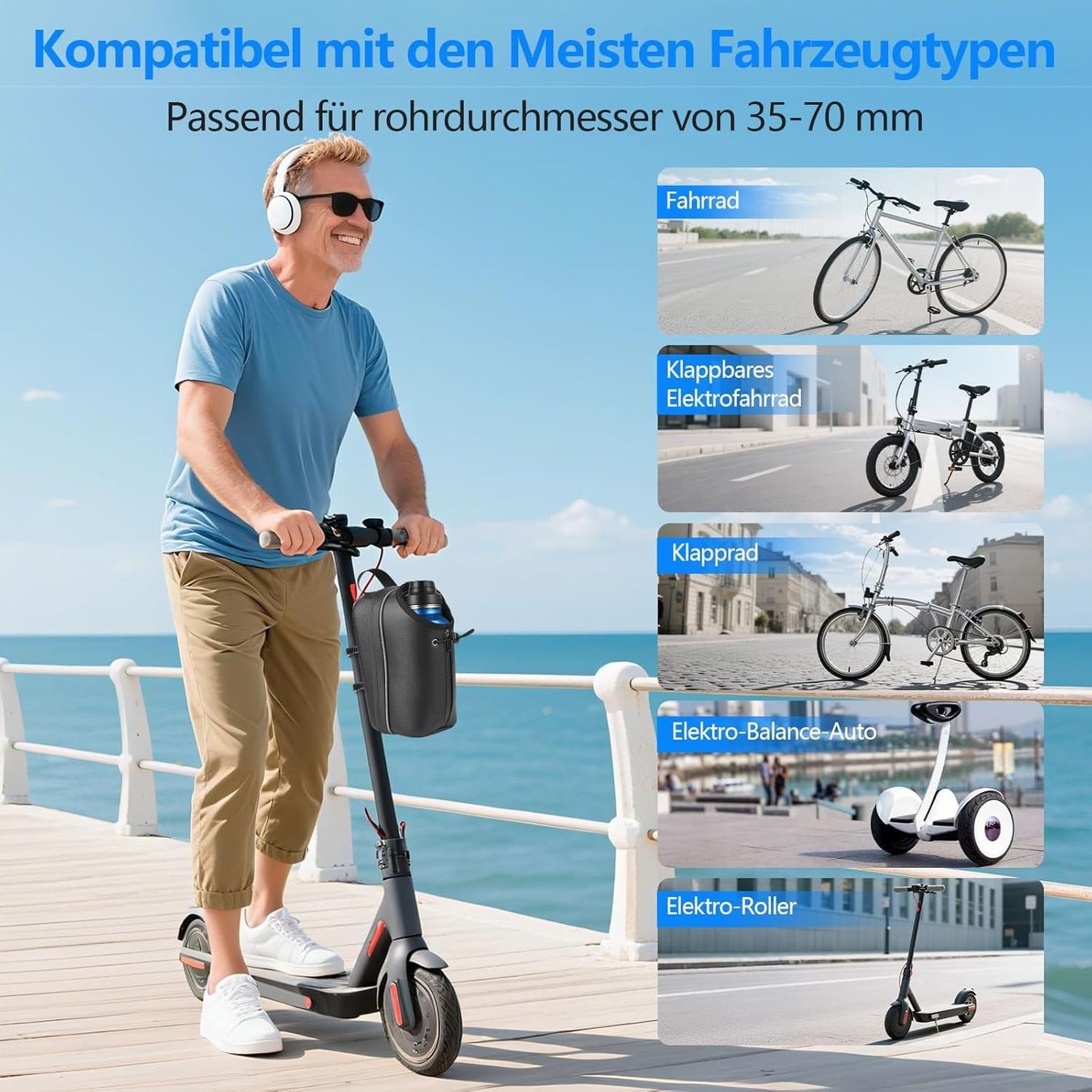 Borse: E-Scooter Lenkertasche 2L mit Flaschenhalter & Klicksystem – Nuovo e nell'imballaggio originale da Suhr venduto da SchnapperCH 5