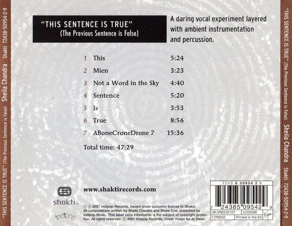 CDs: Sheila Chandra - This Sentence Is True – Gebraucht aus Uzwil von visions77 1