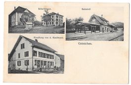 Gränichen 3 Bilder mit Bahnhof Handlung Kaufmann Schulhäuser