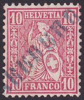 Nr.38, SEEBERG BE, blauer Balkenstempel, Sitzende Helvetia